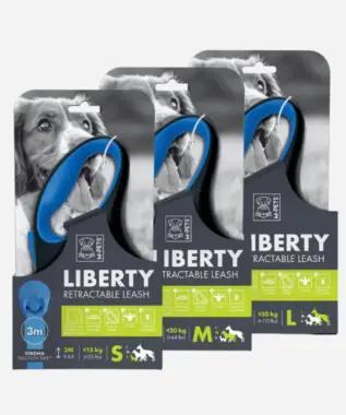 M-Pets Liberty Retractable Tape Leash (3m/5m/8m, Up to 15kg/20kg/50kg) - Blue & Green