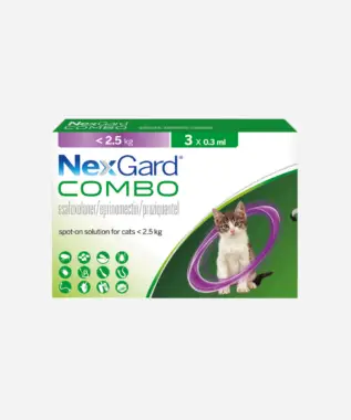 NexGard Combo Spot-on Solution for Kittens (Under 2.5 kg) - 3 Pipettes
